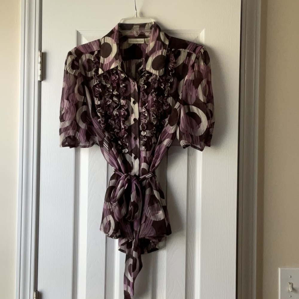 Stylish Purple and Brown Patterned Women's Top